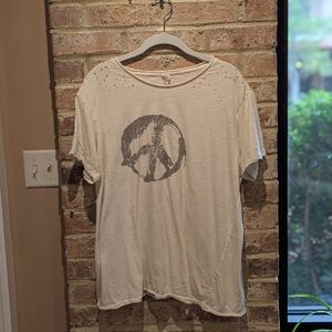 Magnolia Pearl Ivory Peace Sign Graphic Tee